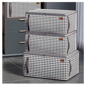 Houndstooth Patterned Storage Box Set (3/pk)